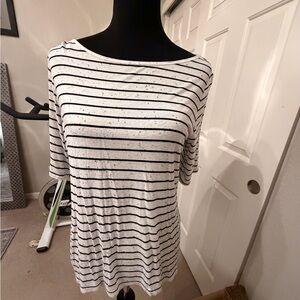 Apt. 9 Black and White Striped Short Sleeve Top